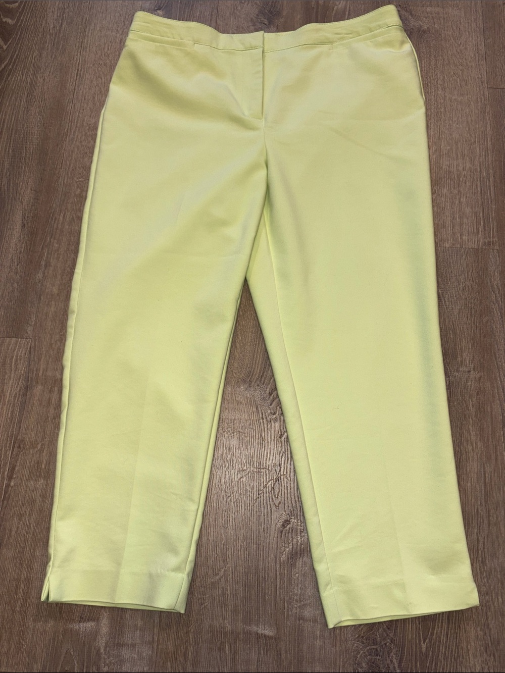 Ruby Rd. Pale Yellow/Lime Cropped Straight Pants